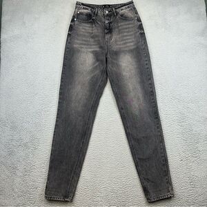 Riot High Rise Mom Jeans‎ Womens 8R Black Tapered Leg Whiskers Grunge Hipster
